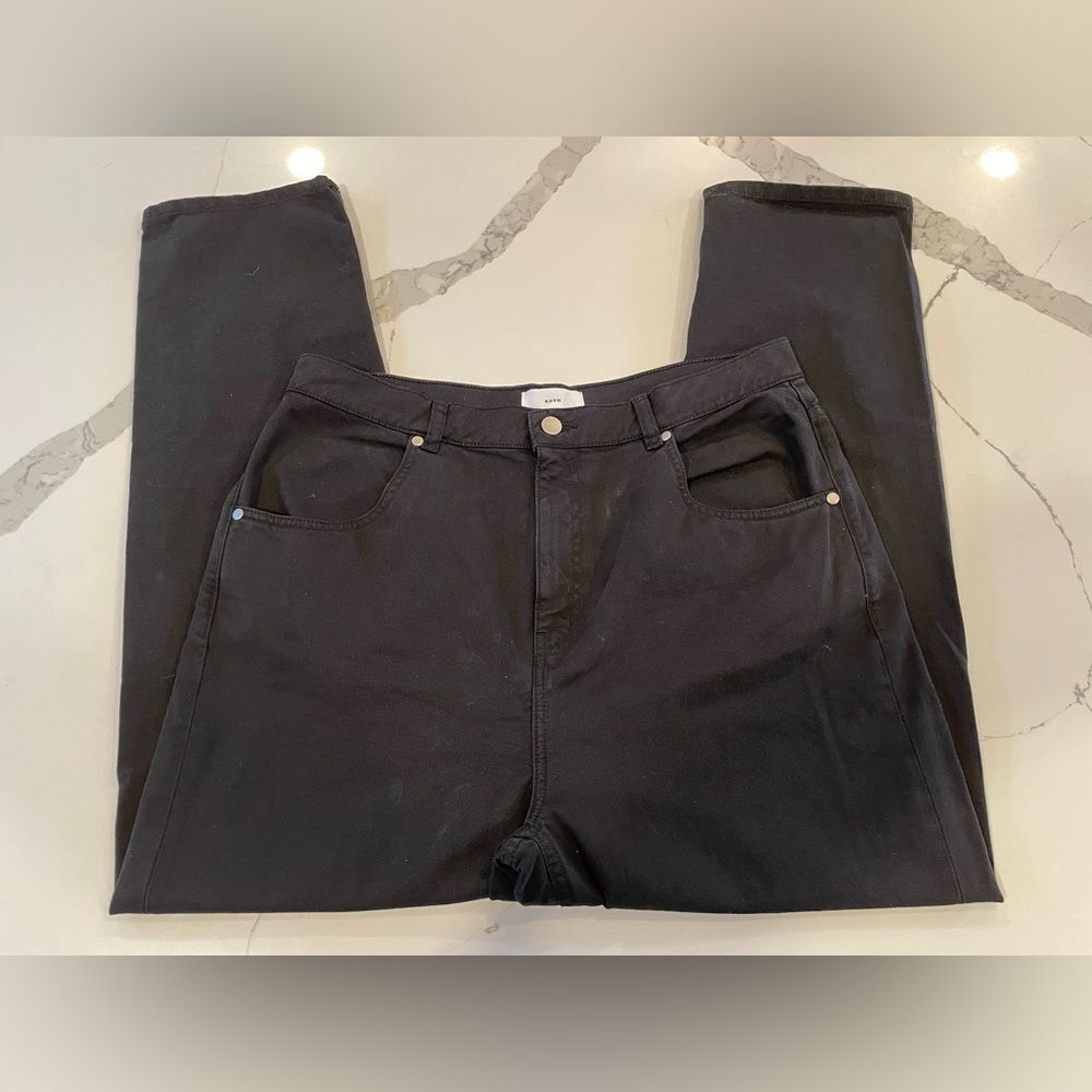 KOTN High Rise Relaxed Straight Leg Black Jeans Egyptian Cotton Women’s Sz 14
